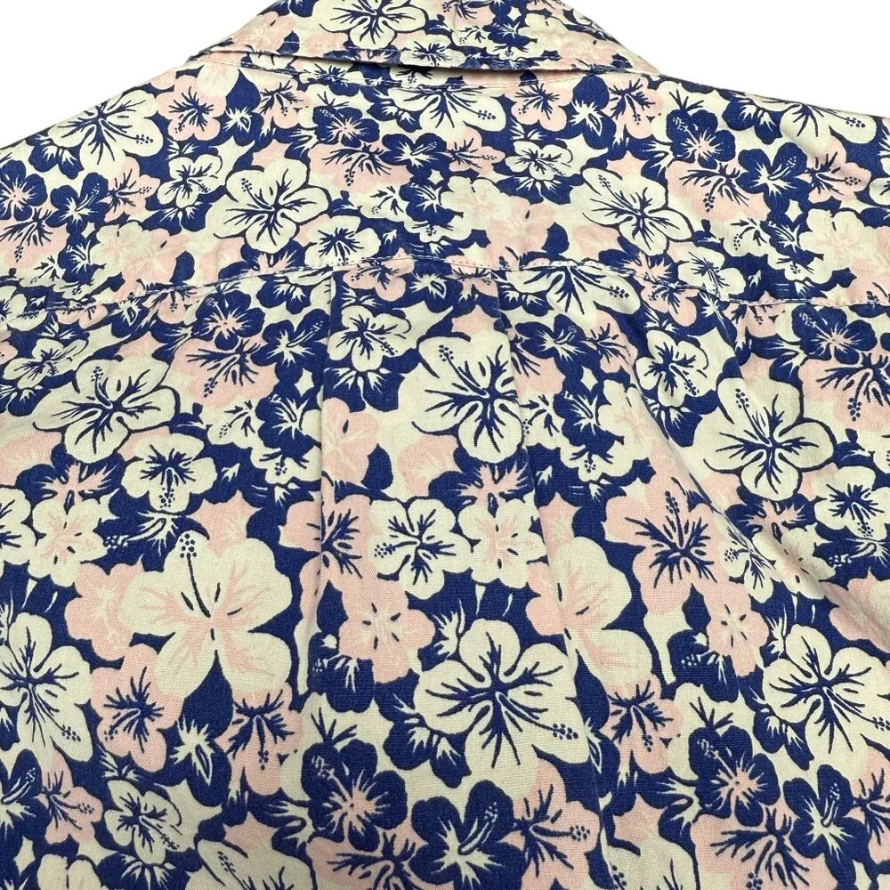 J. CREW Men's EUC Organic Cotton Slim Stretch Long Sleeve Hawaiian Shirt | Small